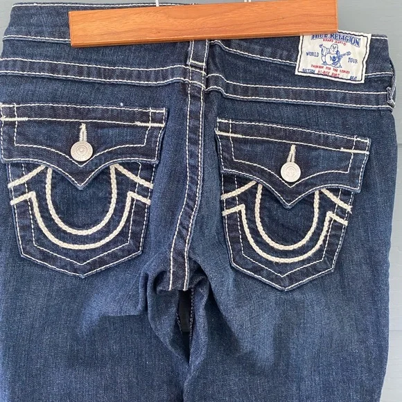 Vintage TRUE RELIGION Women’s High Rise Boot Cut Dark Jeans Size 28 Y2K Denim - Picture 4 of 6